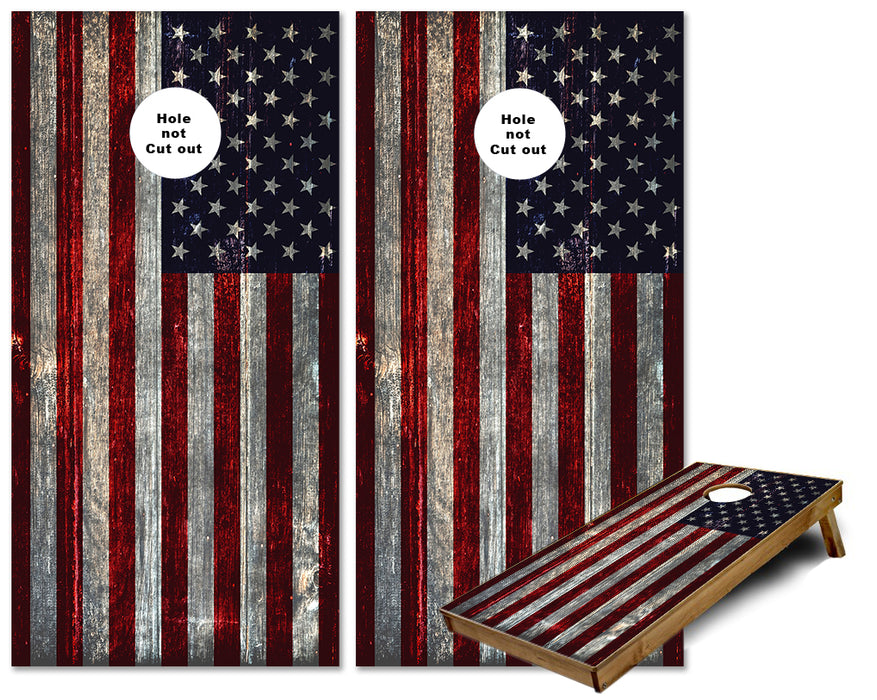 Weathered United States of America US Flag cornhole wraps
