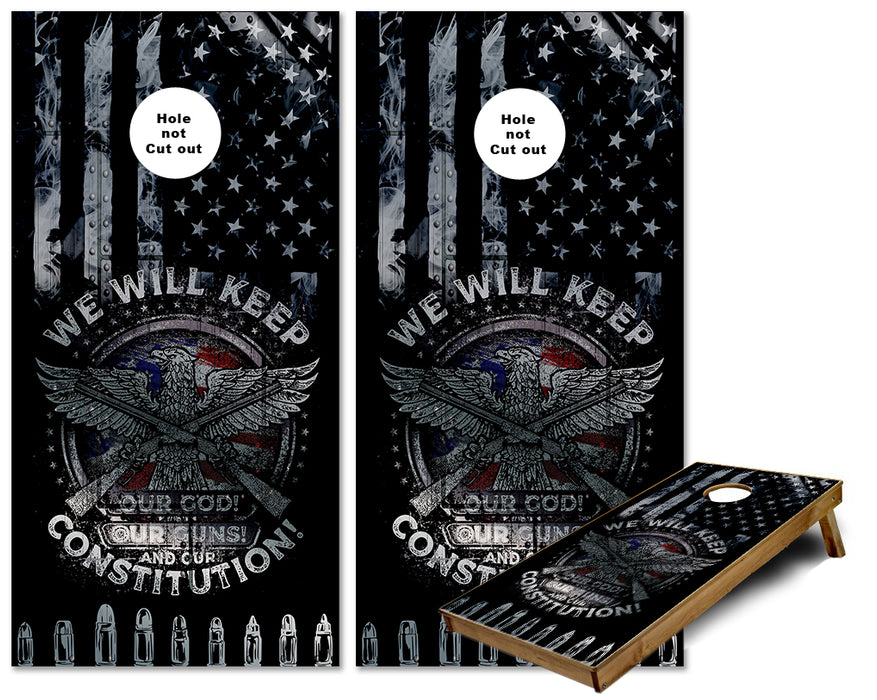 We will Keep our Guns 2nd Amendment US Flag cornhole wraps