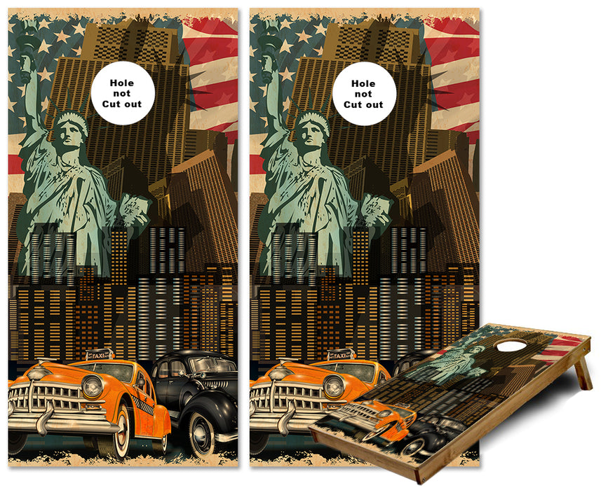 New York Statue of Liberty taxi car cornhole wraps