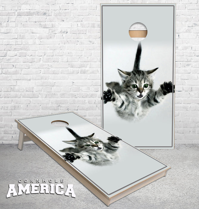 Funny Flying Kitten Cornhole Boards