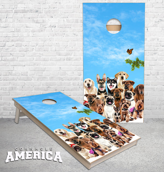 Dogs and butterfly cornhole boards