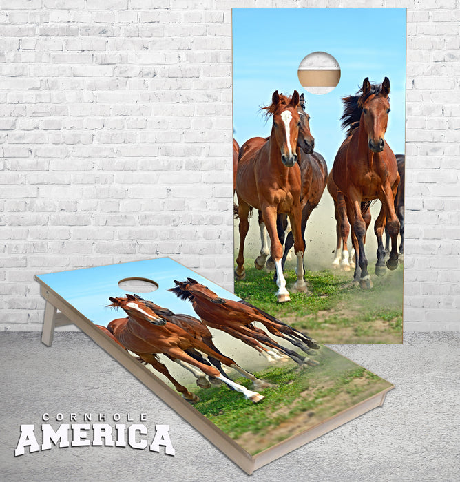 Running Horses Cornhole Boards