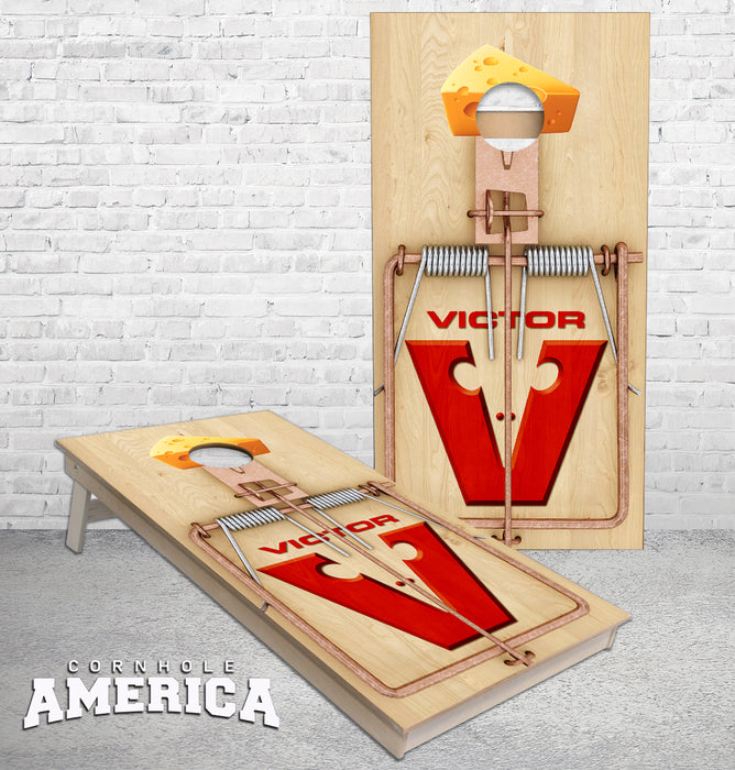 Wooden Mouse Trap with Cheese Cornhole boards