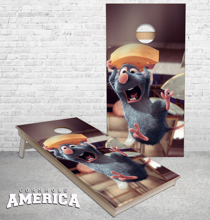 Ratitoulle with cheese cornhole boards