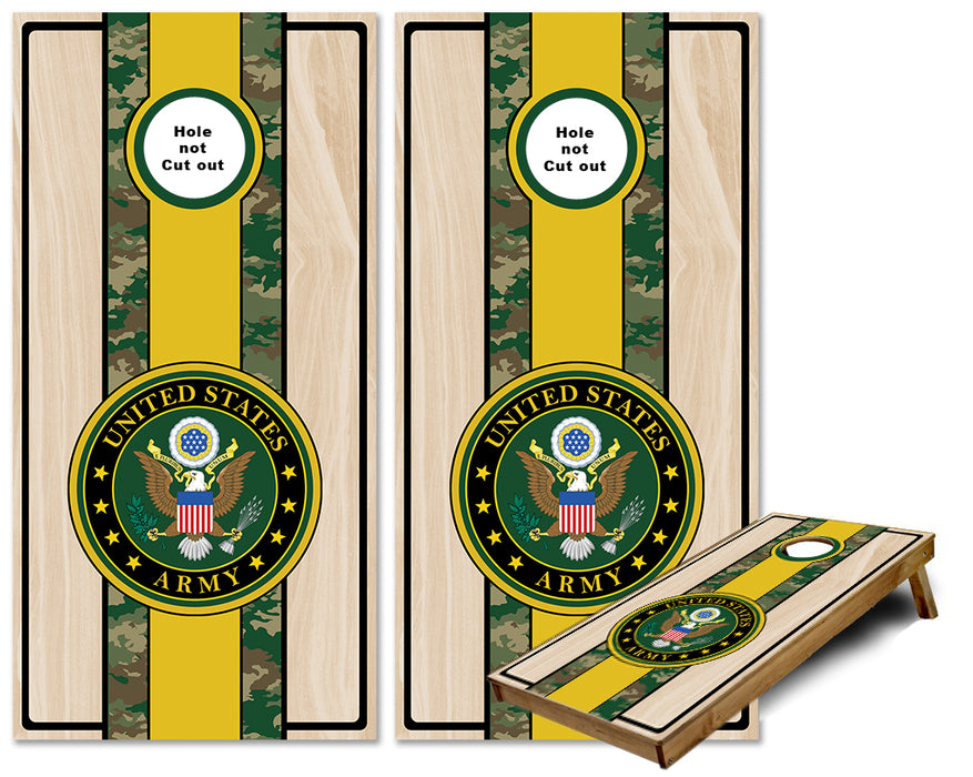 Army Emblem Pro Stripe cornhole wraps