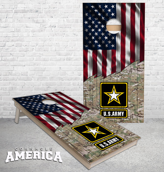US Army Jagged US Flag cornhole boards