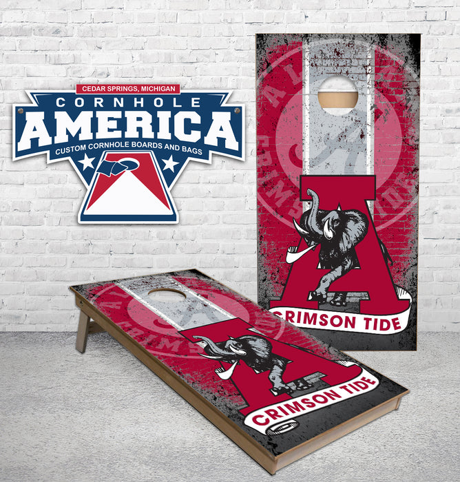 Alabama Crimson Tide Brick wall Cornhole Boards