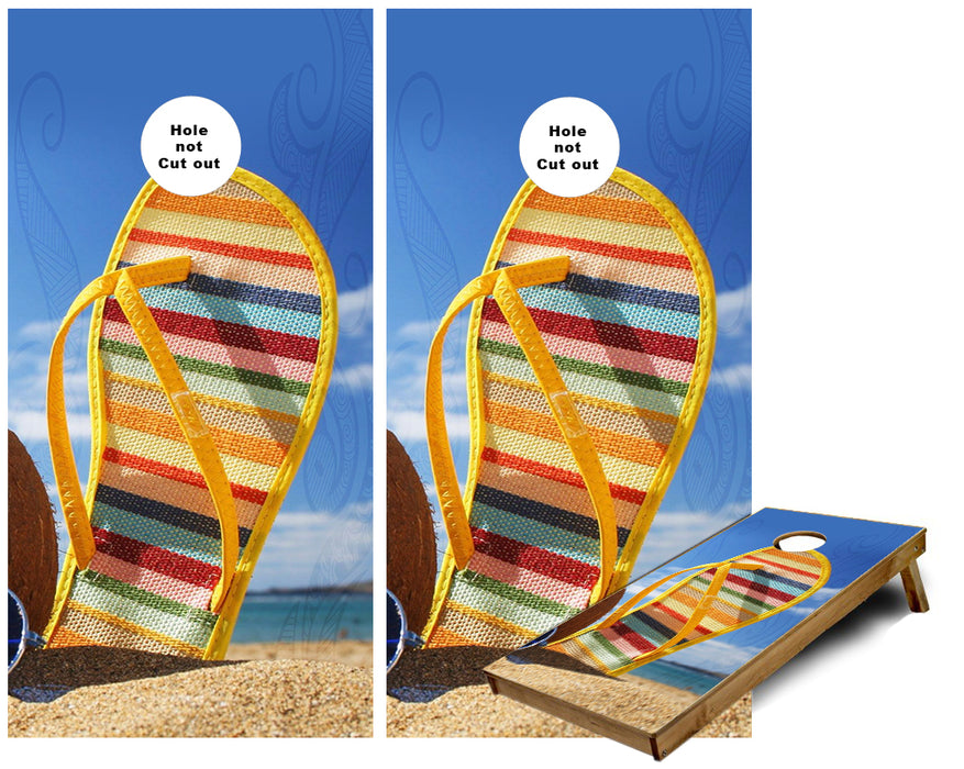 Flip Flop on the beach cornhole wraps