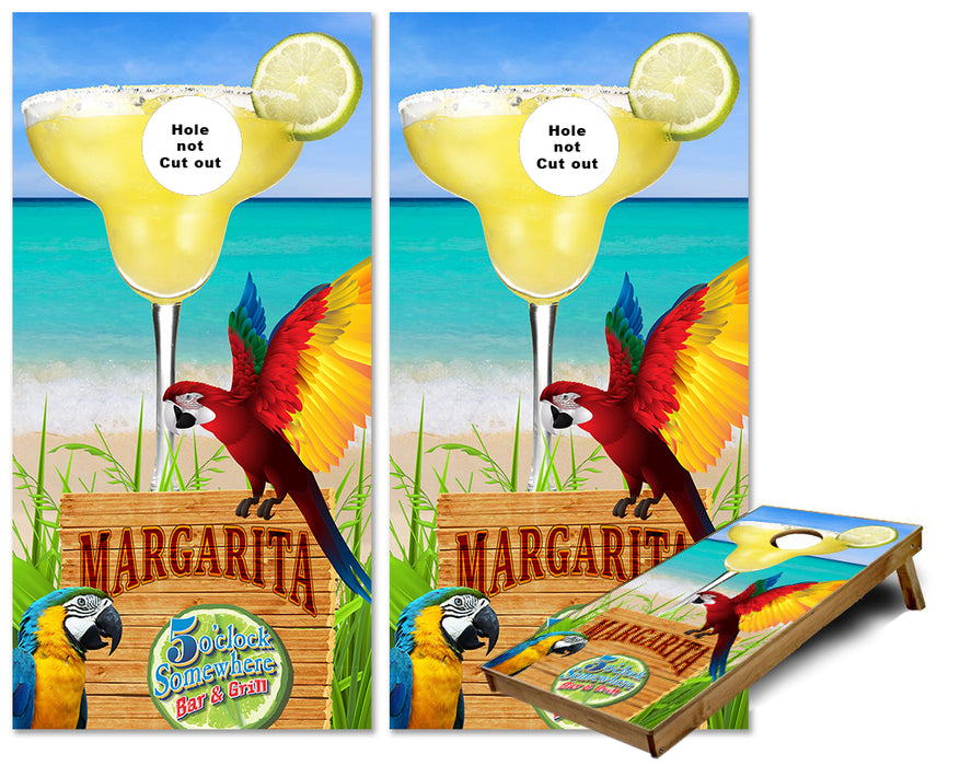 Margarita It's 5 O'clock somewhere Parrot beach sign cornhole wraps