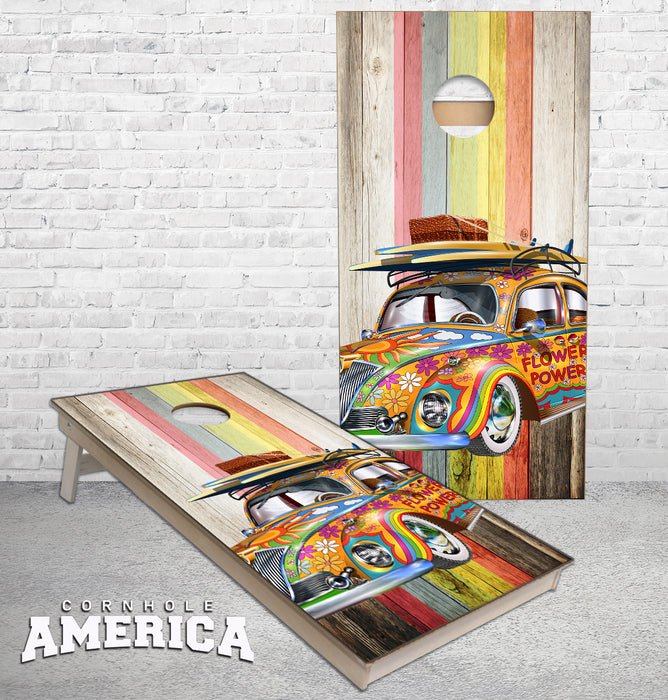 Flower Power Volks Wagon VW surfing cornhole boards
