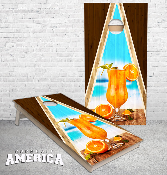 Frozen Orange Daiquiri Triangle cornhole boards