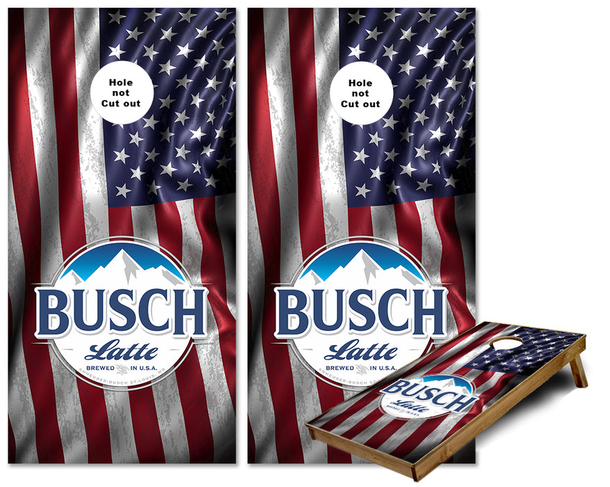 Busch Latte American Flag Cornhole wraps