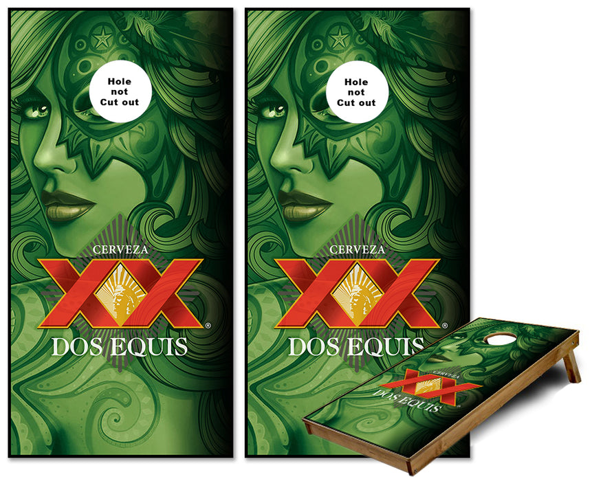 Dos Equis beer Goddess cornhole wraps