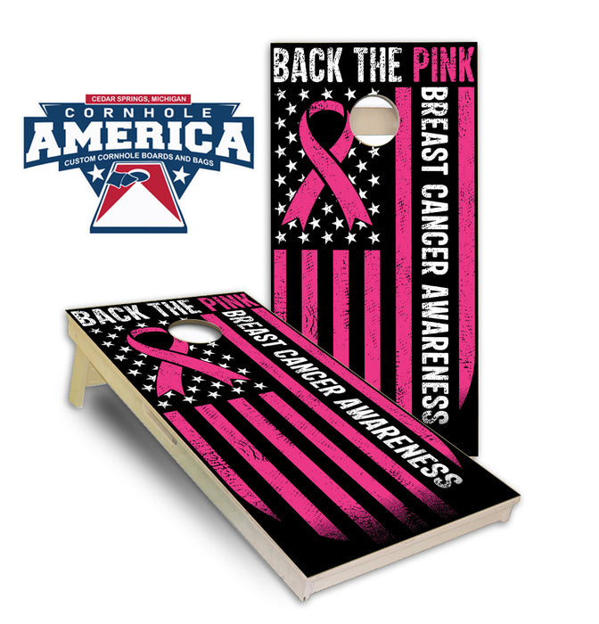 Back the Pink Breast Cancer Awareness cornhole boards