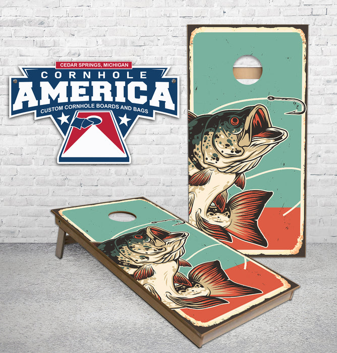 Vintage Fish Large Mouth Bass Cornhole Boards