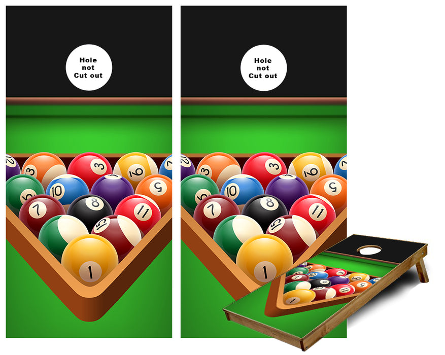 Billiards Pool Balls on table Cornhole Wraps