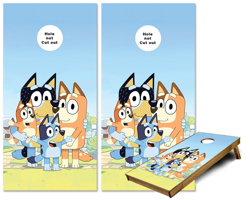 Bluey and Family cornhole wraps
