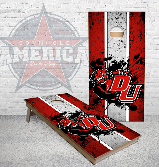Davenport University Striped cornhole boards