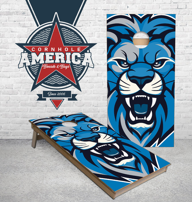 Detroit Lion Growling cornhole boards