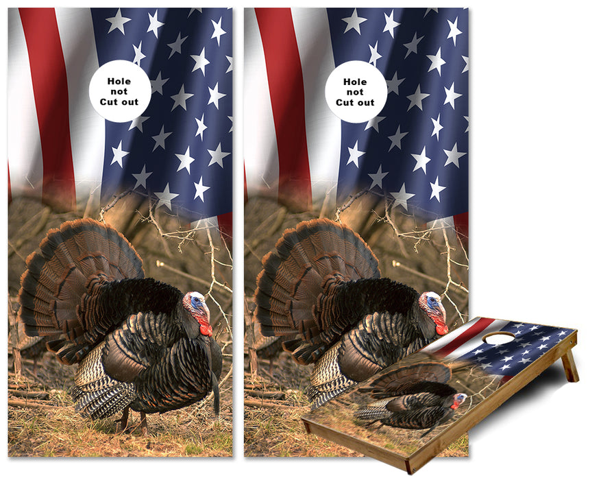 American Flag Turkey cornhole wraps