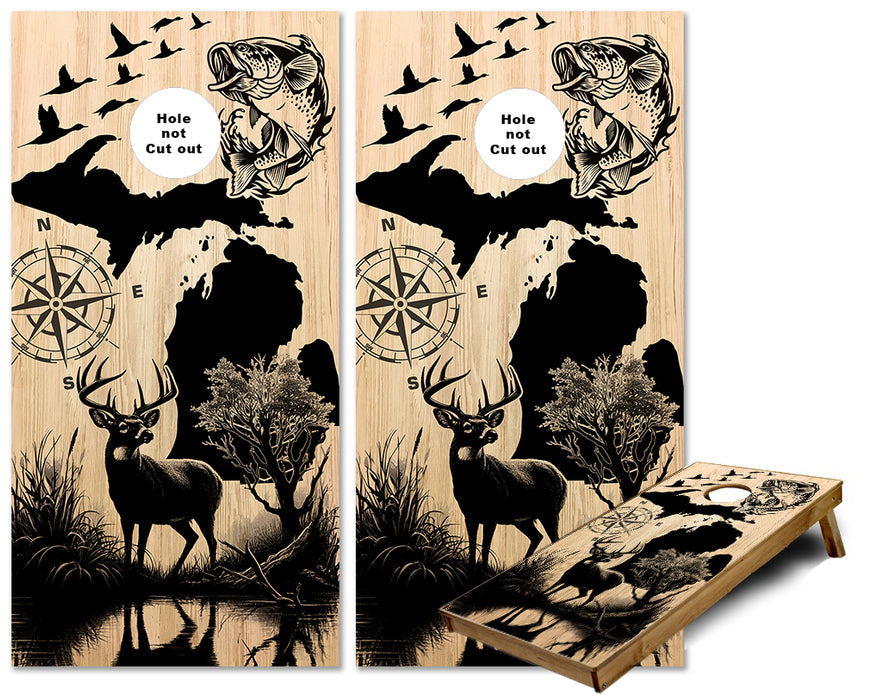 Michigan Wildlife Scene cornhole wraps
