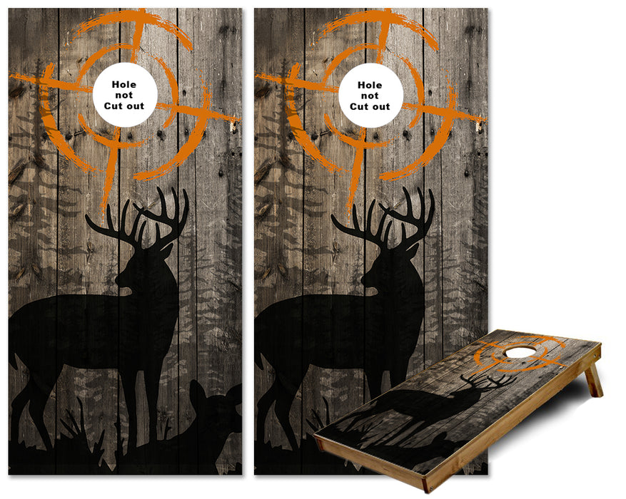 Deer Hunting Rustic Crosshairs cornhole wraps