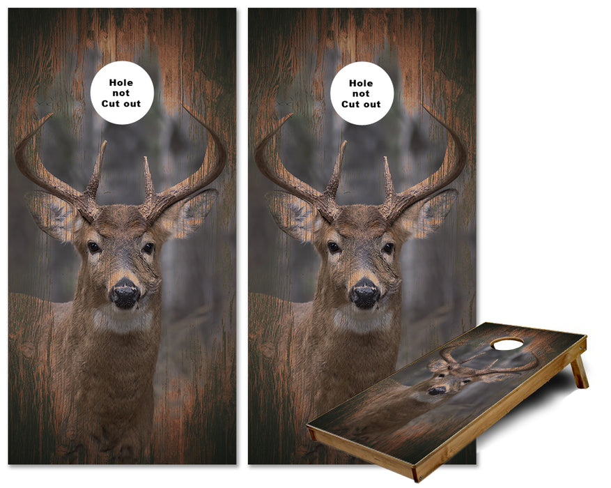 Whitetail Deer Facing forward cornhole wraps
