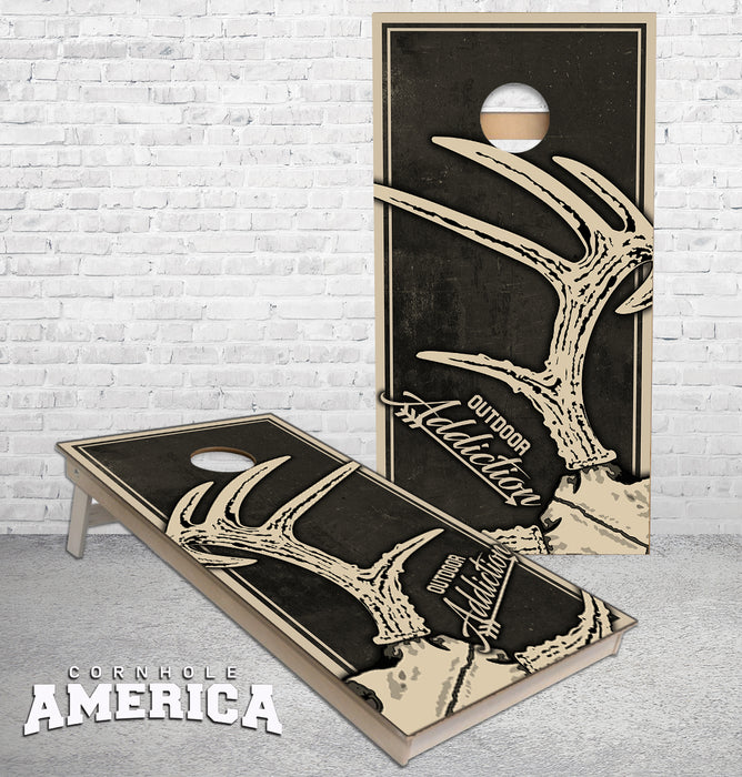 Deer Antlers Skull Outdoor Addiction Cornhole Boards