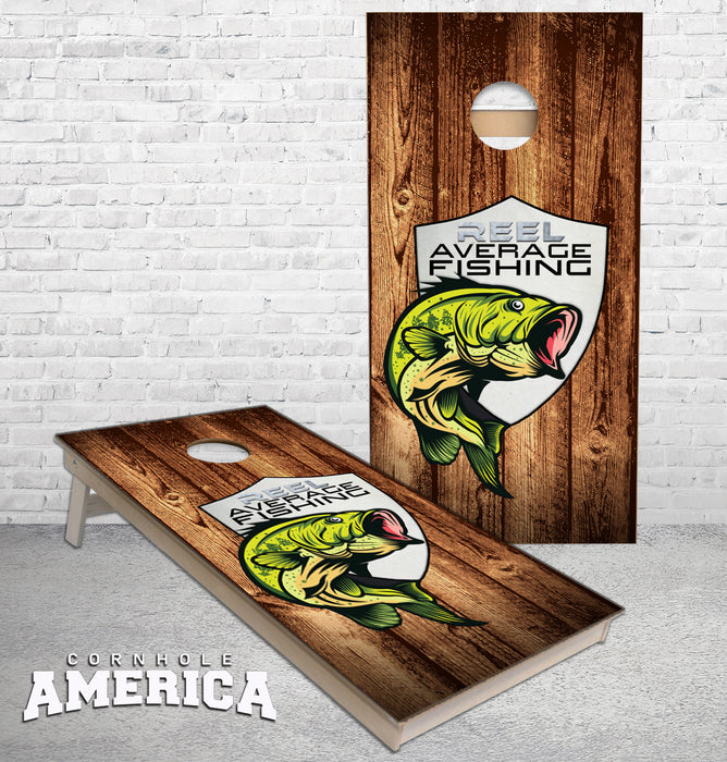 Reel Average Fishing Bass cornhole boards
