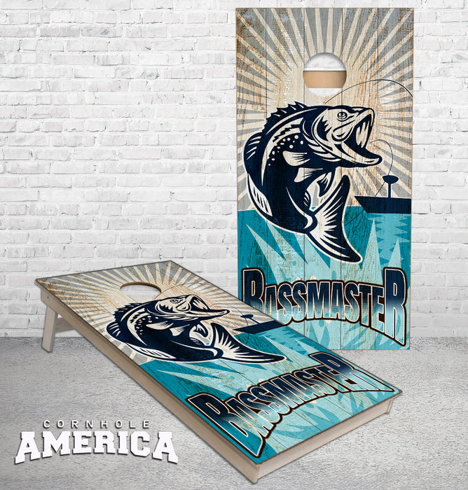 Bassmaster Fishing Boat cornhole boards