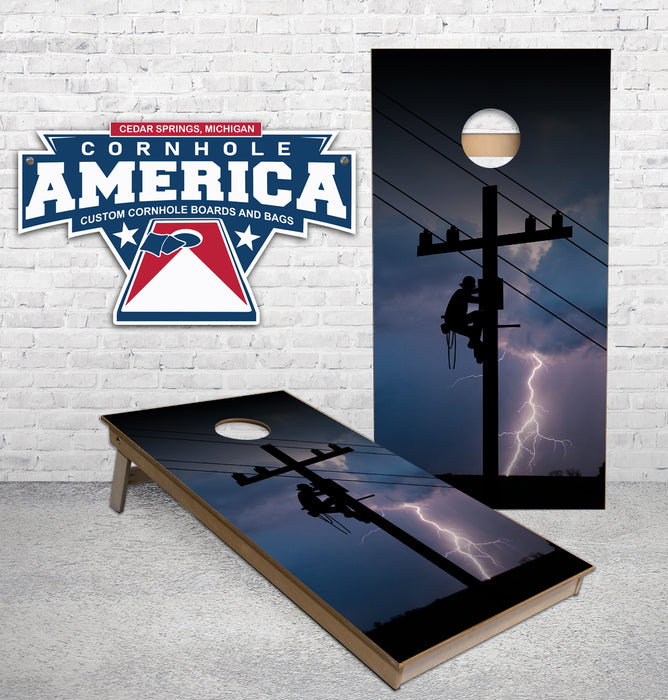 Lineman Lightning cornhole boards