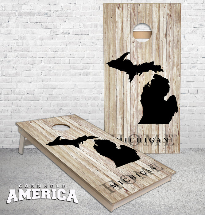 Michigan HOME rustic cornhole boards