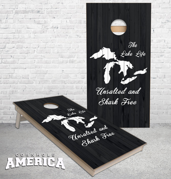 Michigan Lake Life Salt Free Great Lakes cornhole boards