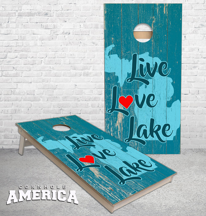 Live Love Lake Michigan Cornhole boards