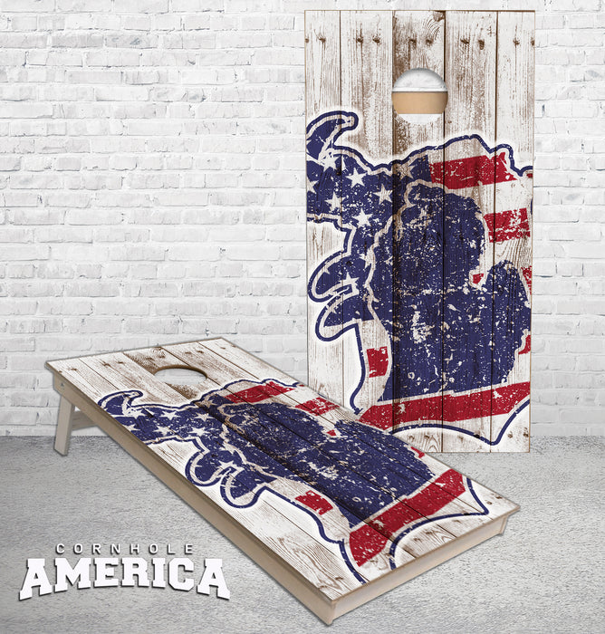 Michigan Old English D Stars and Stripes cornhole boards