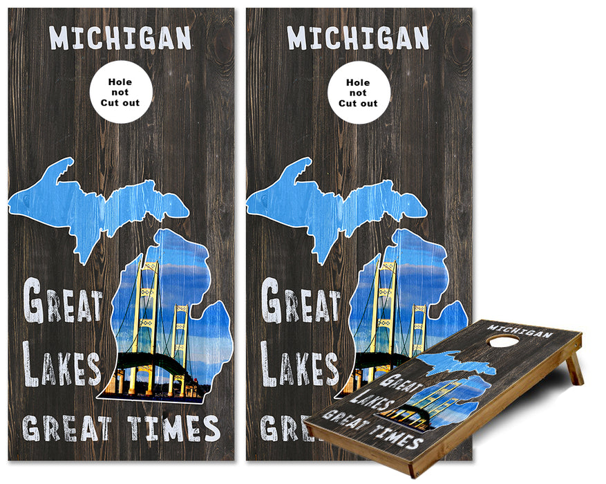 Pure Michigan Mackinac Bridge great lakes great times Cornhole wraps