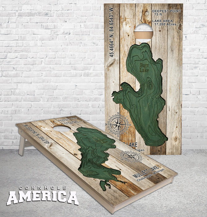 Burt and Mullet lake Northern Michigan Cornhole boards