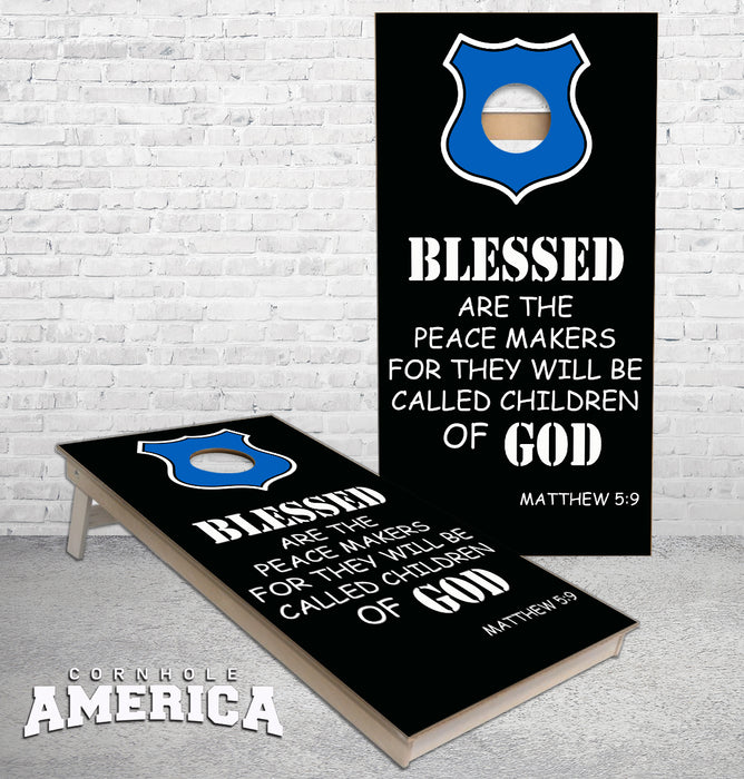 Matthew 5:9 verse Blessed are the Peace makers cornhole boards