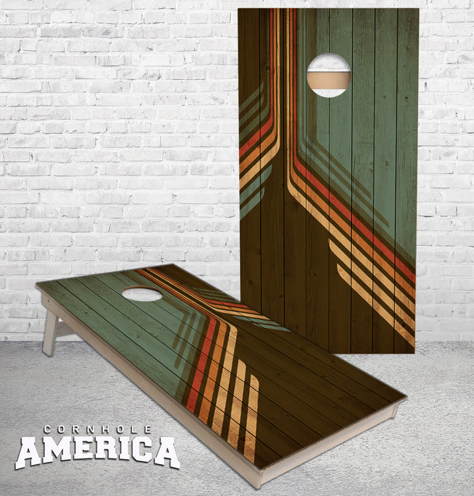 70's Retro Rustic wood cornhole boards