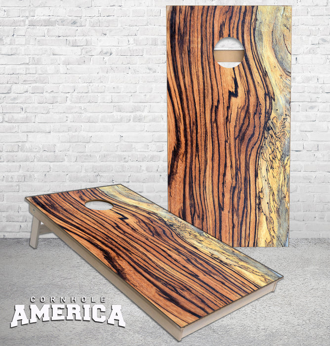 Spalted Zebra Wood Cornhole boards