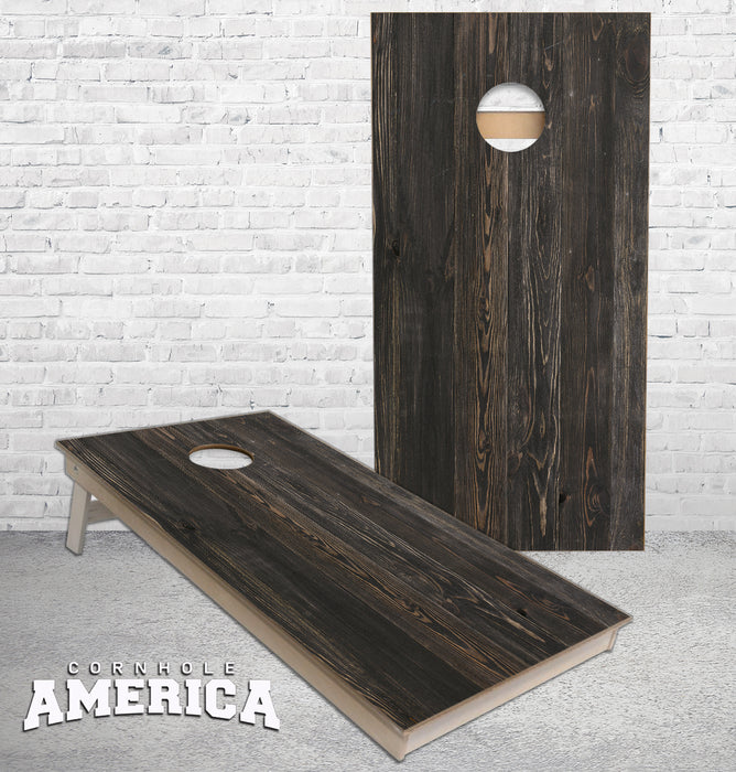 Flat Black Wooden planks cornhole boards
