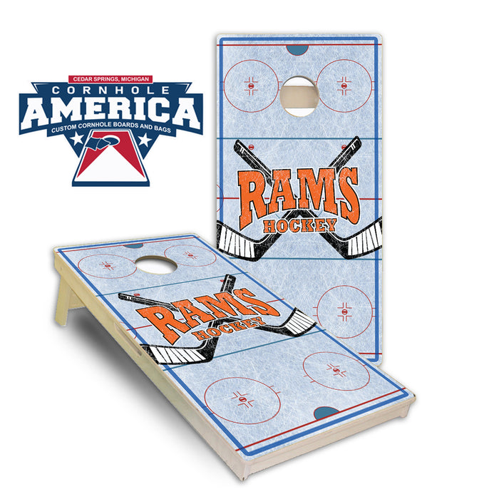 Rockford Rams hockey cornhole boards