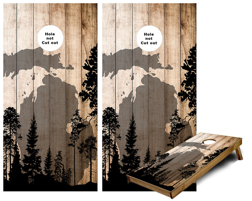 State of Michigan Rustic Woods Cornhole Wraps
