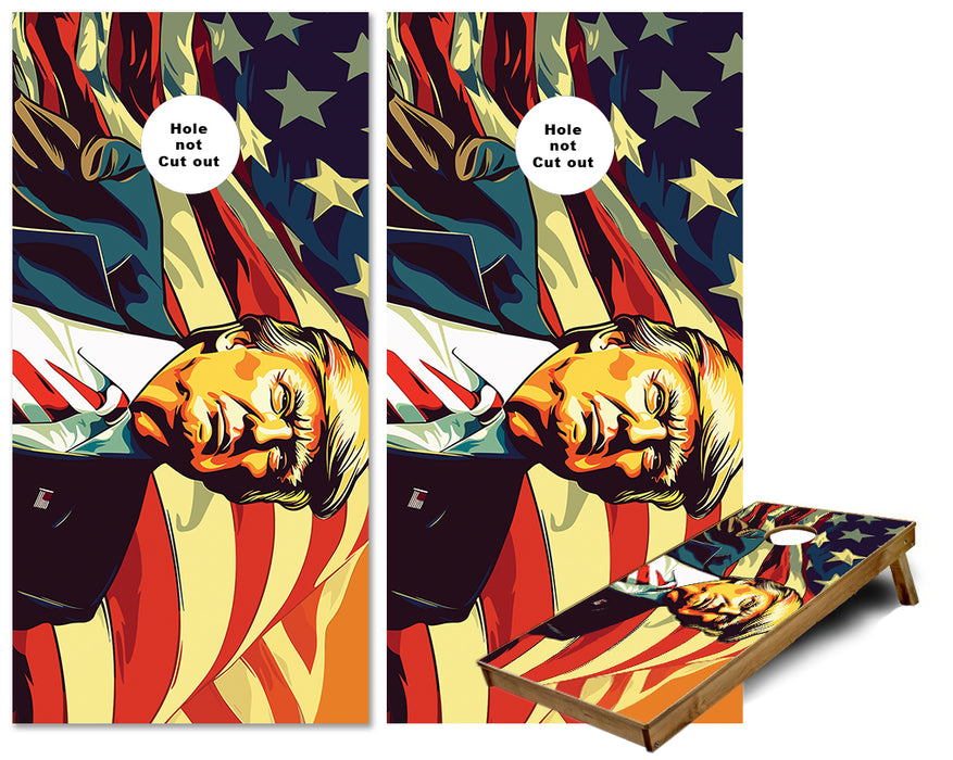 Trump American Flag cornhole wraps