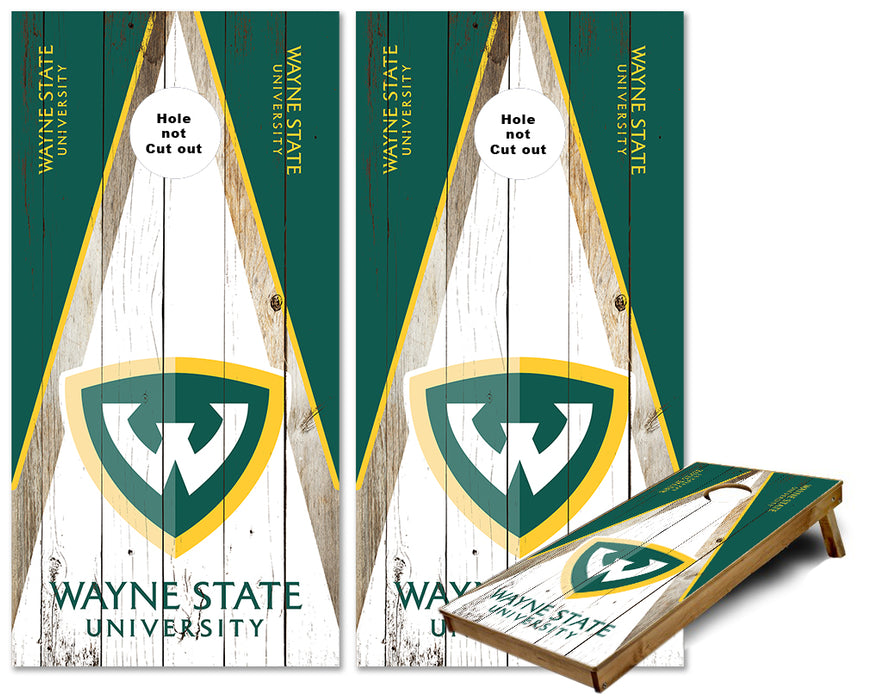 Wayne State University Triangle theme cornhole wraps