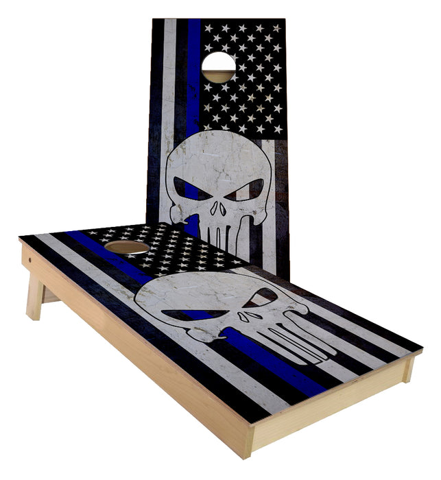 Punisher Blue Line Flag Cornhole Boards