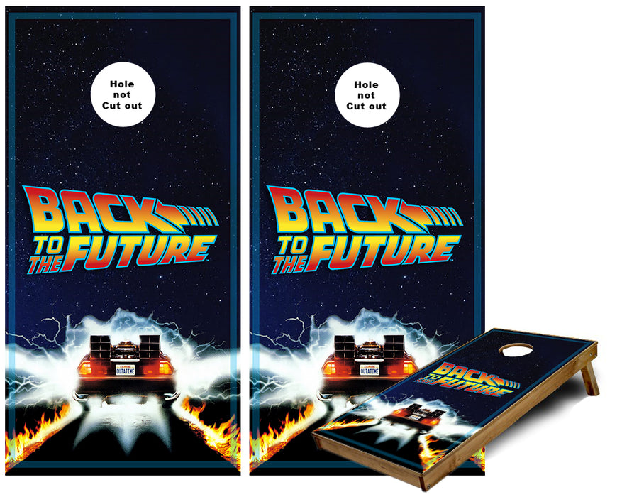 Back to the Future Flaming Delorian Cornhole Wraps