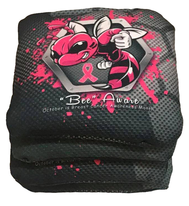 Killer Bees Bee Aware Breast Cancer Awareness cornhole bags