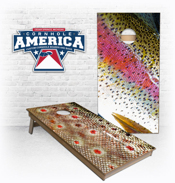 Brown Trout and Steelhead skin Cornhole Boards