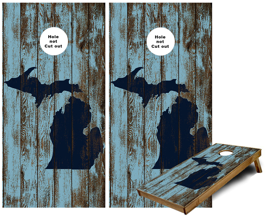 Michigan Rustic wood Cornhole Wraps